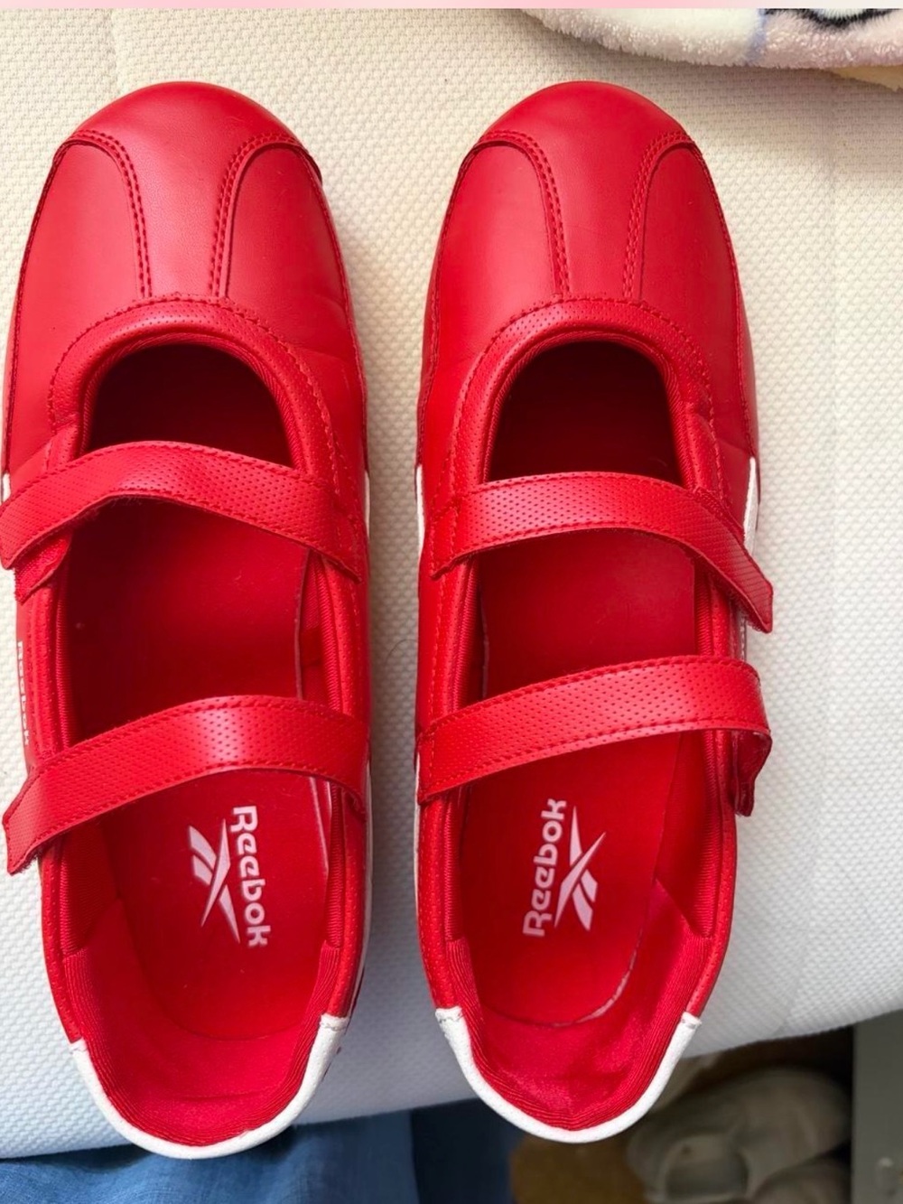 Reebok Red Mary Jane Double-Strap Athletic Sneakers